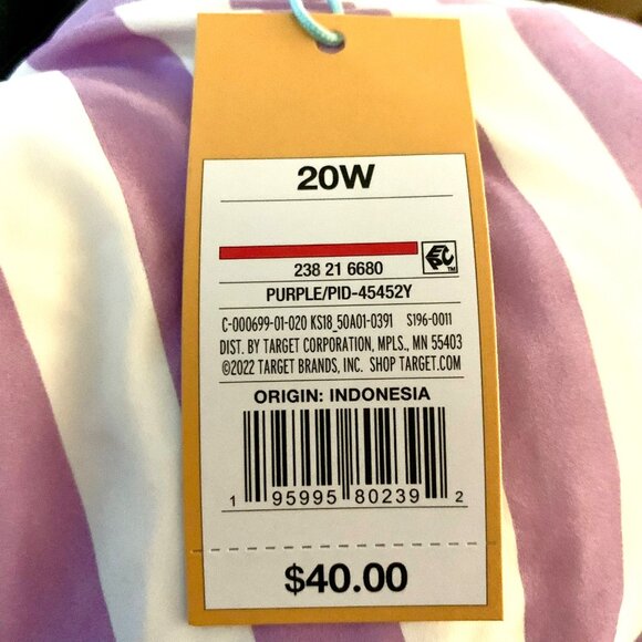 Kona Sol Plus One Piece Purple Stripe Print V-Neck High Leg Swim Suit 20W Plus - Picture 8 of 10